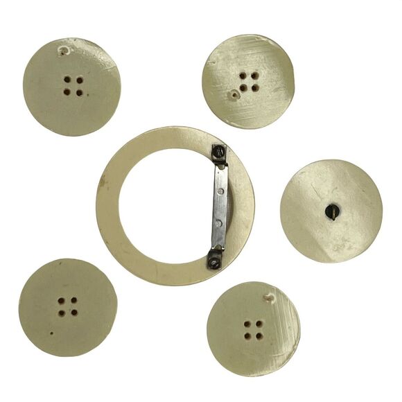 6 Vintage Ivorite Buttons Buckle/Slide Celluloid Bakelite Fashion Clothing - Picture 5 of 11